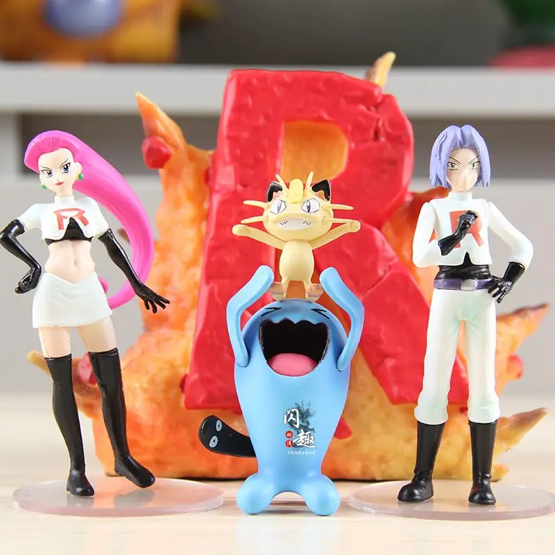 

PokéMon Archvillain Team Rocket “And We'Re Team Rocket!” Figure Collection Ornaments Childhood Classic Anime Peripheral Gifts