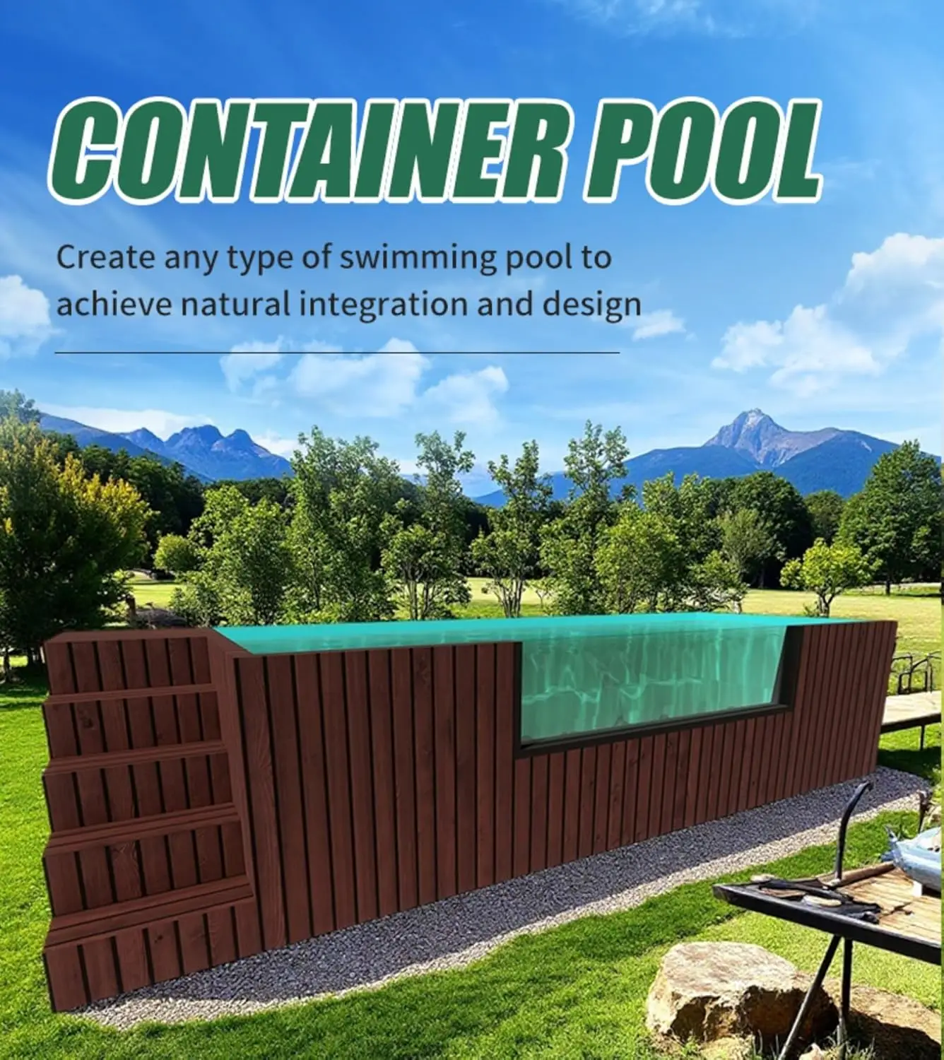 Luxury 10ft 20ft 40ft Container Pool Modular Above Ground Pool, Versatile, Easy DIY Installation, Suitable for Outdoor Space