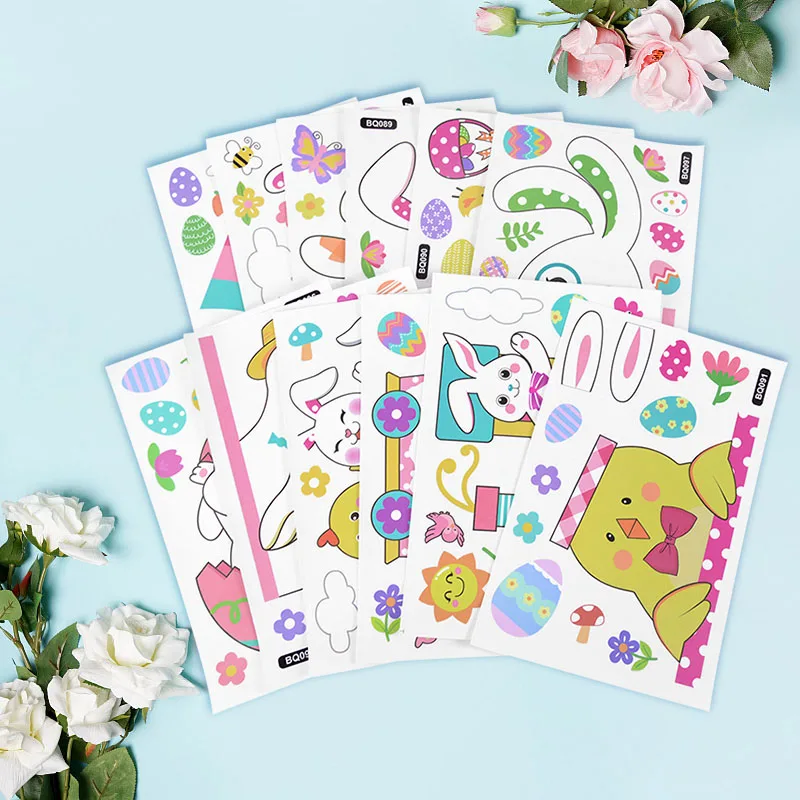 Easter Window Stickers Rabbit Eggs Carrot Wall Glass Sticker 2025 Happy Easter Party Decorations DIY Pvc Electrostatic Decals