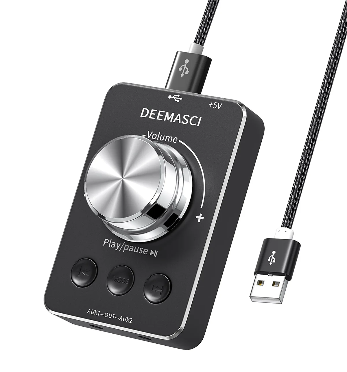 DEEMASCI USB Volume Adjustment Knob with Rotate Volume Adjustment & USB Disk Playback, PC Sound Control Multimedia Controller