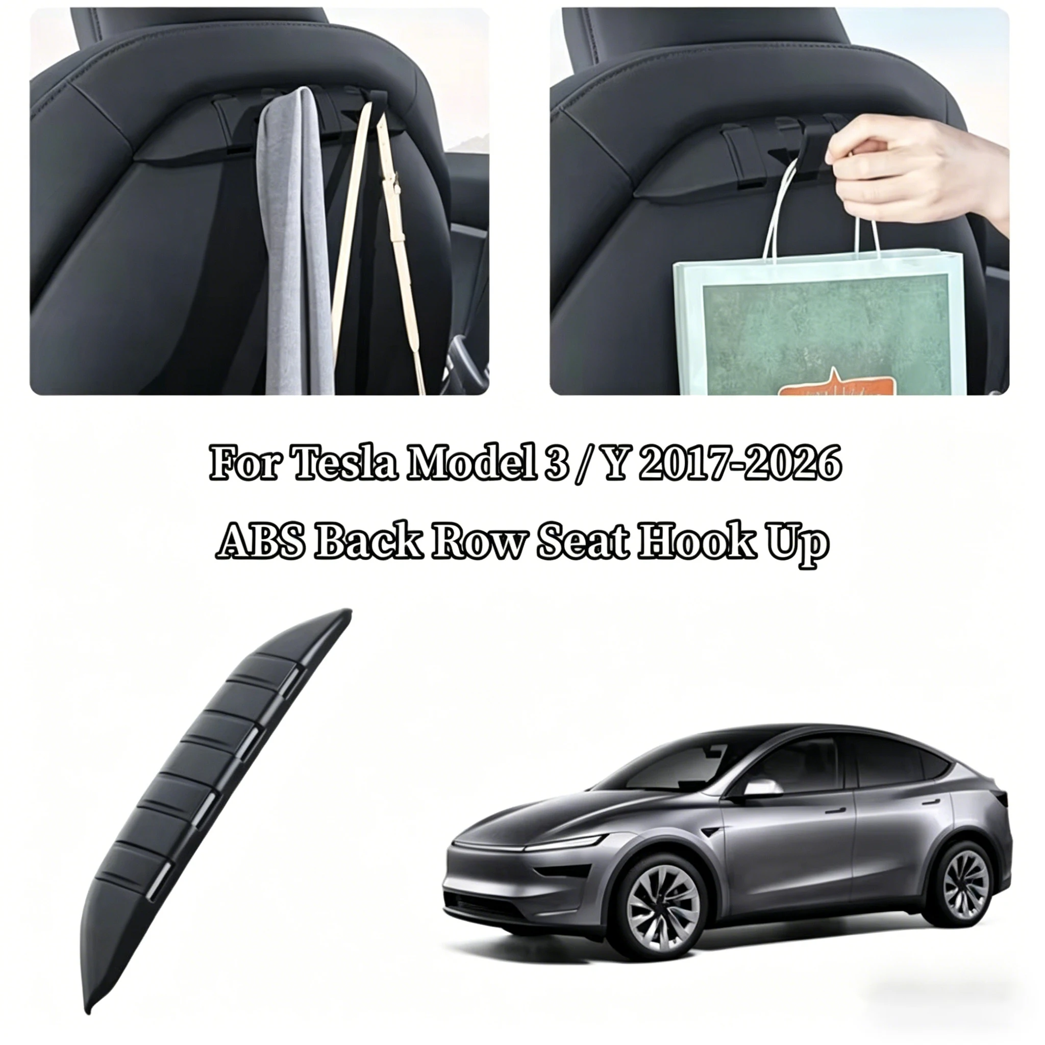 

For Tesla Model 3 / Y 2017-2026 Seat Back Hook Front Seat Backrest Foldable Hidden Headrest Hook Storage Rack Car Accessories