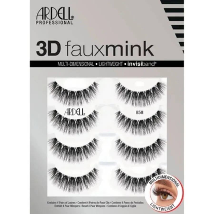 

3D Faux Mink Eyelashes - 4 Pairs - Ultra-soft, finely tapered fibers for a sophisticated curl effect，Crossed feather effect