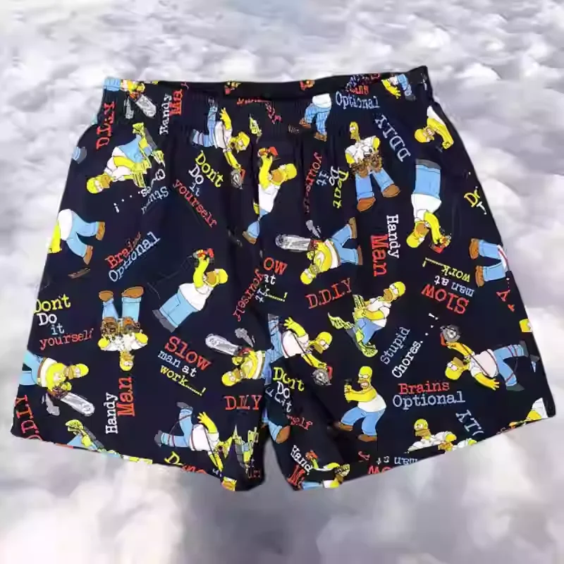 Pyjamahose für Herren, Schlafhose, Cartoon-Shorts, Jogginghose, draußen, Nachtwäsche, mittlere Taille, kurz