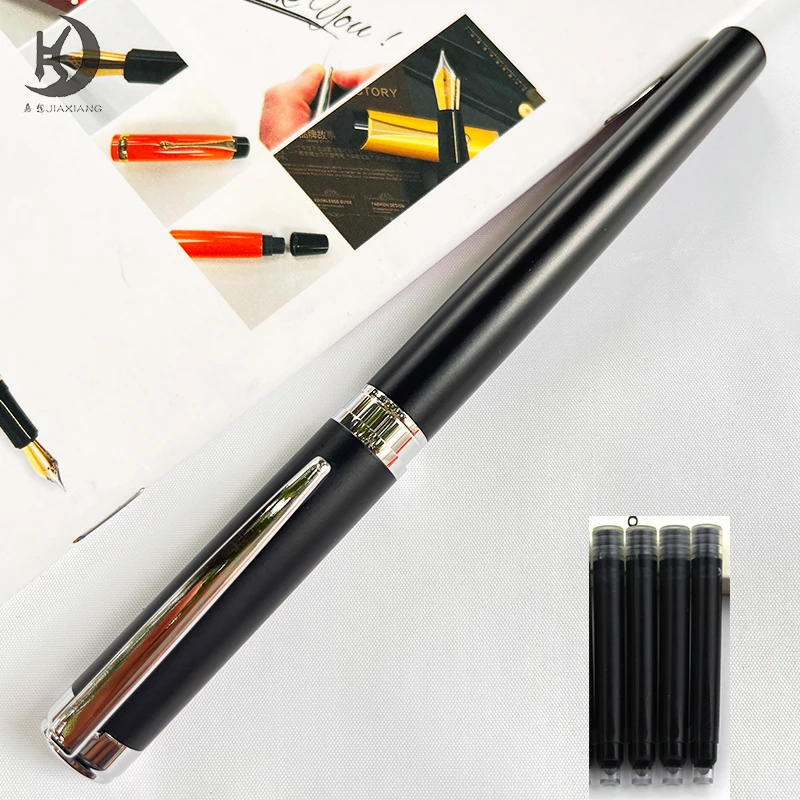 1 Set(pen+4 sacs) Baoer 005 Office Buienss Writing Silver Trim Iriidum Nib Fountain Pen