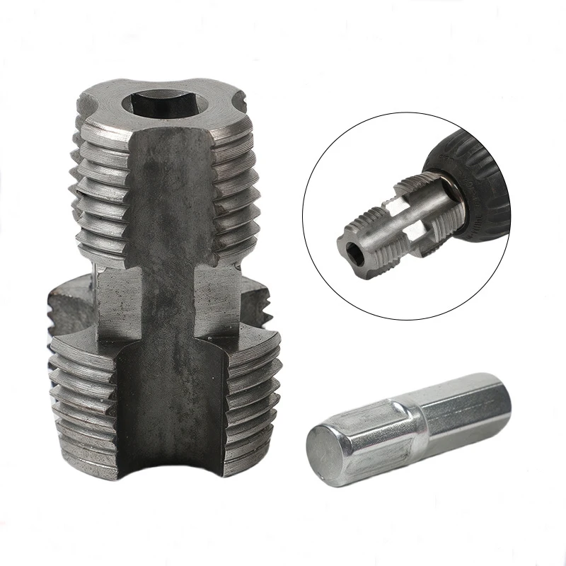 

4-точечная 6-точечная двойная головка, открывалка для внутреннего отверстия водопроводной трубы, электрическая дрель, шестиугольный универсальный инструмент для нарезания резьбы водопроводных труб