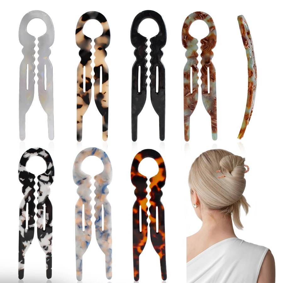 Horquilla en forma de U dentada antideslizante acrílica, nuevo modelo, para acordes y peinados informales, adecuada para varios volúmenes de cabello, 1 ud.