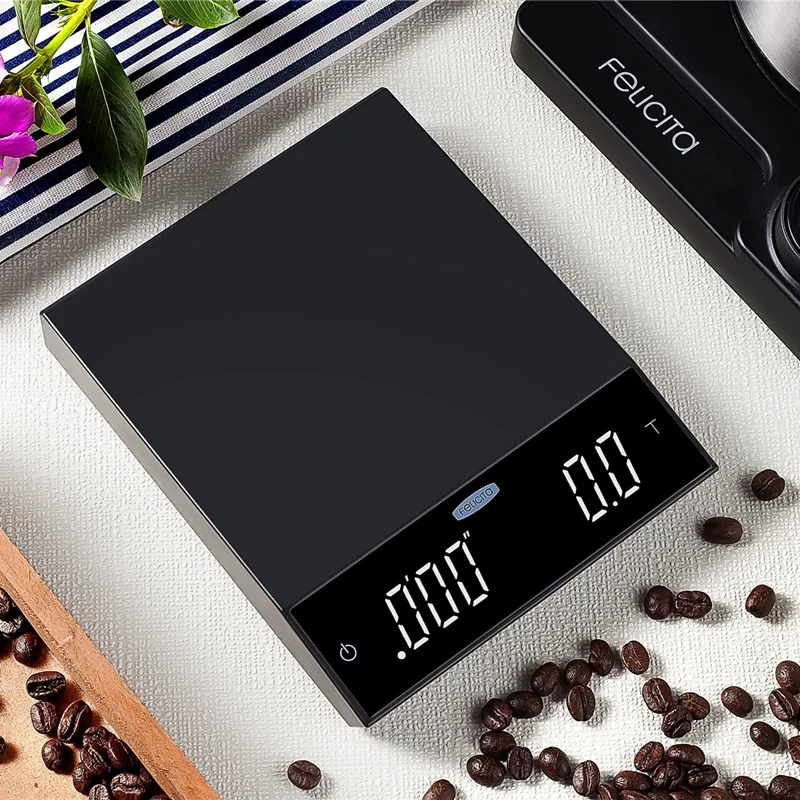 Felicita Incline coffee scale with Bluetooth smart digital scale pour coffee Electronic Drip Coffee Scale with Timer 2kg/0.1g