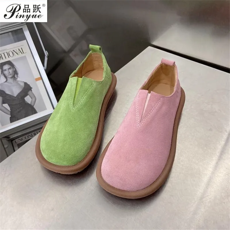 Woman Genuine Leather Women\'s Flat Casual Loafers Slip On Women Shoes Flats Soft Moccasins Lady Driving Shoes 35 40