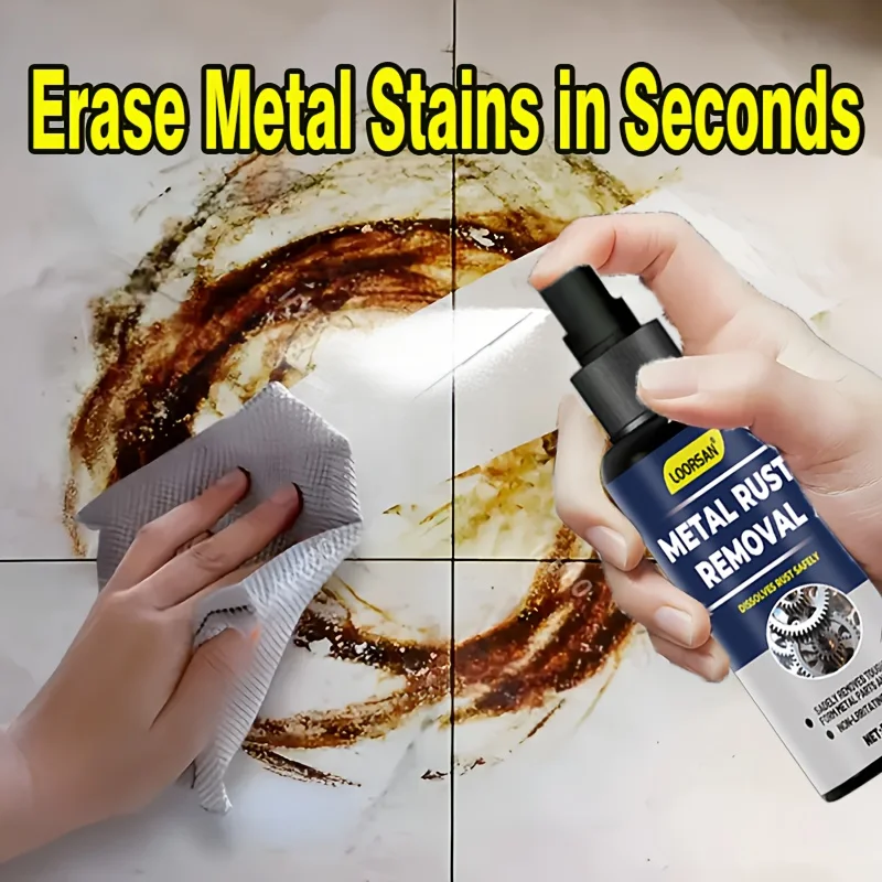 Potente spray per la rimozione della ruggine, formula rapida per porte da pavimento in metallo, sicuro per ferro, acciaio, alluminio cromato, cucina del bagno dell'officina domestica