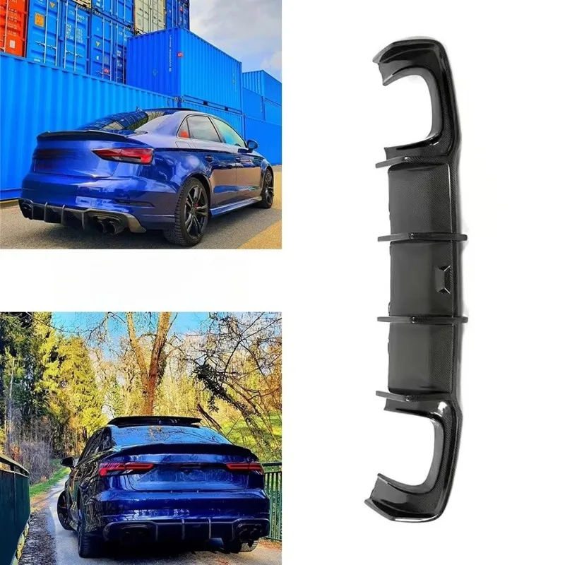 For A3 S3 RS3 8V KB Style Carbon Fiber Rear Diffuser 2014-2020
