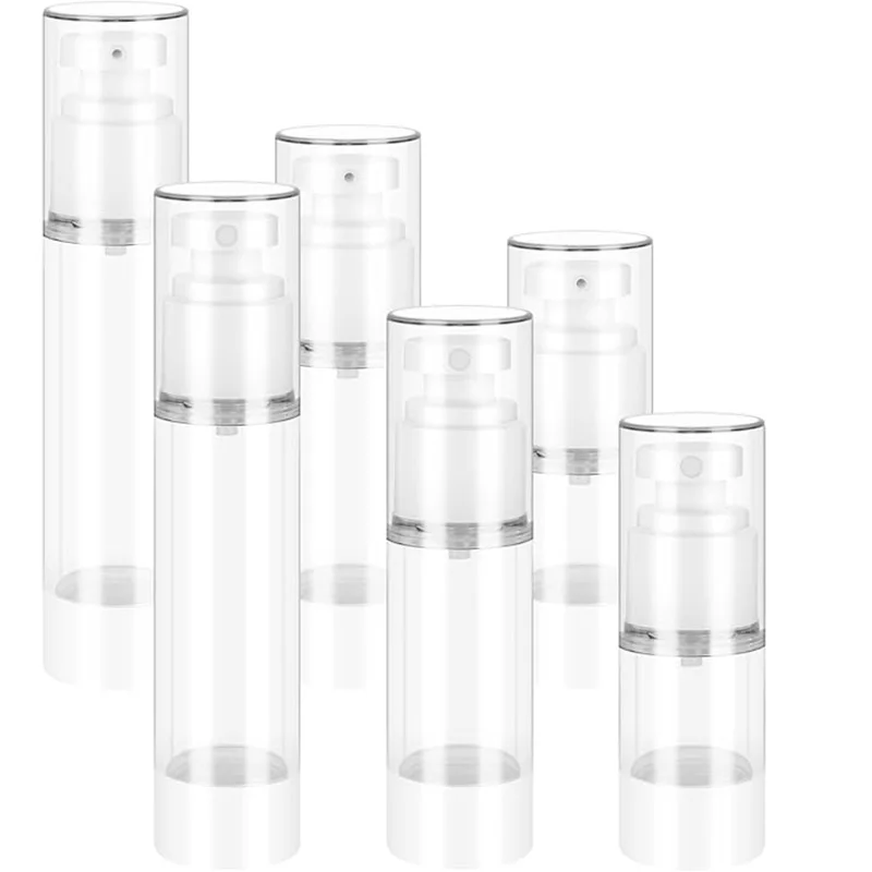 

5 шт. 5 мл-100 мл безвоздушные косметические бутылки для крема, вакуумный насос под давлением, многоразовые пустые прозрачные контейнеры для лосьона для путешествий