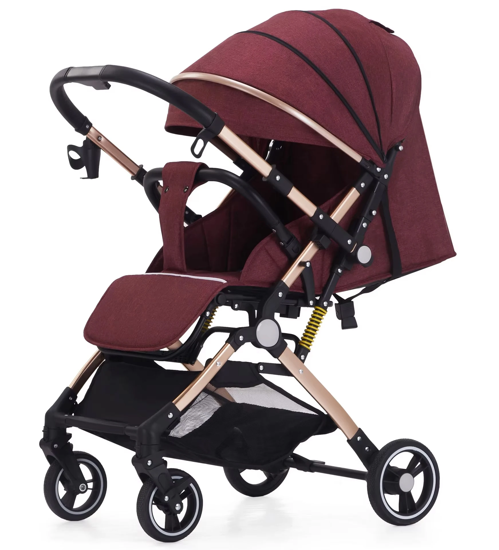 Can Sit and Lie Down Stroller High Landscape Newborn Baby Two-way Swivel Seat Lightweight Folding Four-wheeled Baby Stroller