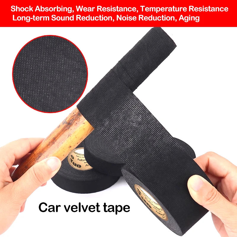 1PC Auto Schwarz Samt Tuch 15M Flammschutzmittel Band Tragen-Beständig Isolierende Wärmedämmung Stoff Band Auto kabelbaum