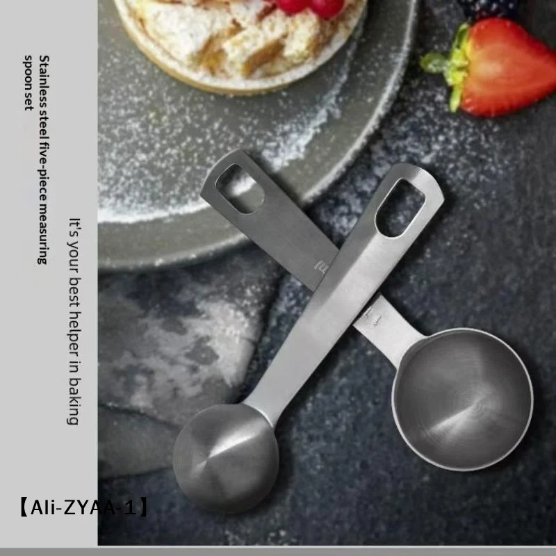 【A】Stainless Steel Measuring Spoon 1/5/6 Pcs With Scale Measuring Ruler Spoon Kitchen Coffee Cooking Spoon Baking Measuring Tool