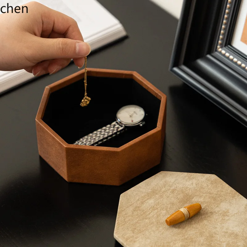 

ZML New Chinese Style High-End Flocked Leather Storage Box Jewelry Box Decorative Ornament Model Room Dressing Table