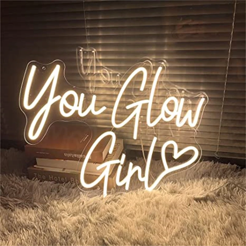 You Glow Girl ปากการูปหัวใจ Custom Led Light งานแต่งงานแหวนหมั้นเครื่องประดับวันเกิด Party Bar Home Shop อะคริลิค Art Wall ตกแต่งของขวัญ