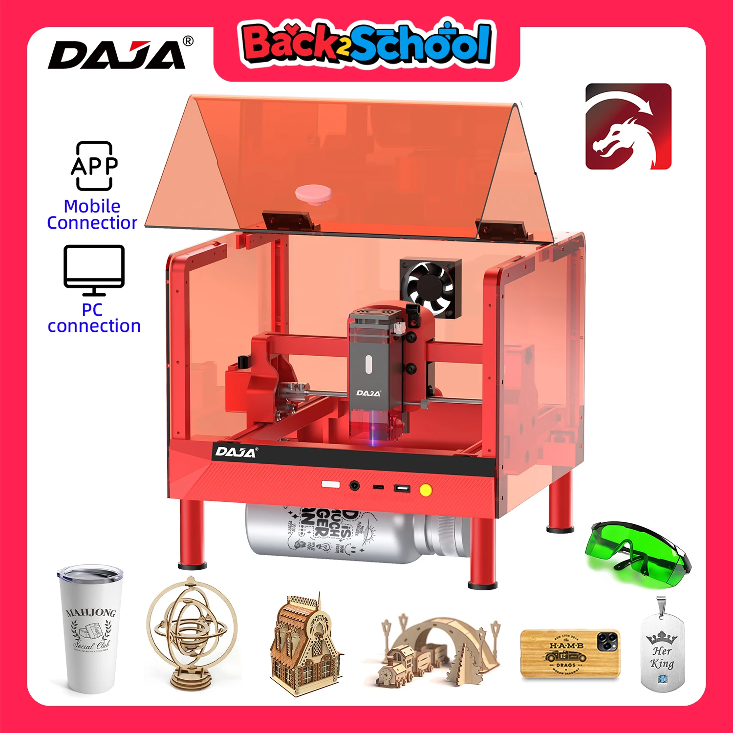 

DAJA A7 Mini Pro Laser Engraver Safe Simple with Protective Cover High Power for Stainless Steel Wood Glass Paper Metal Acrylic