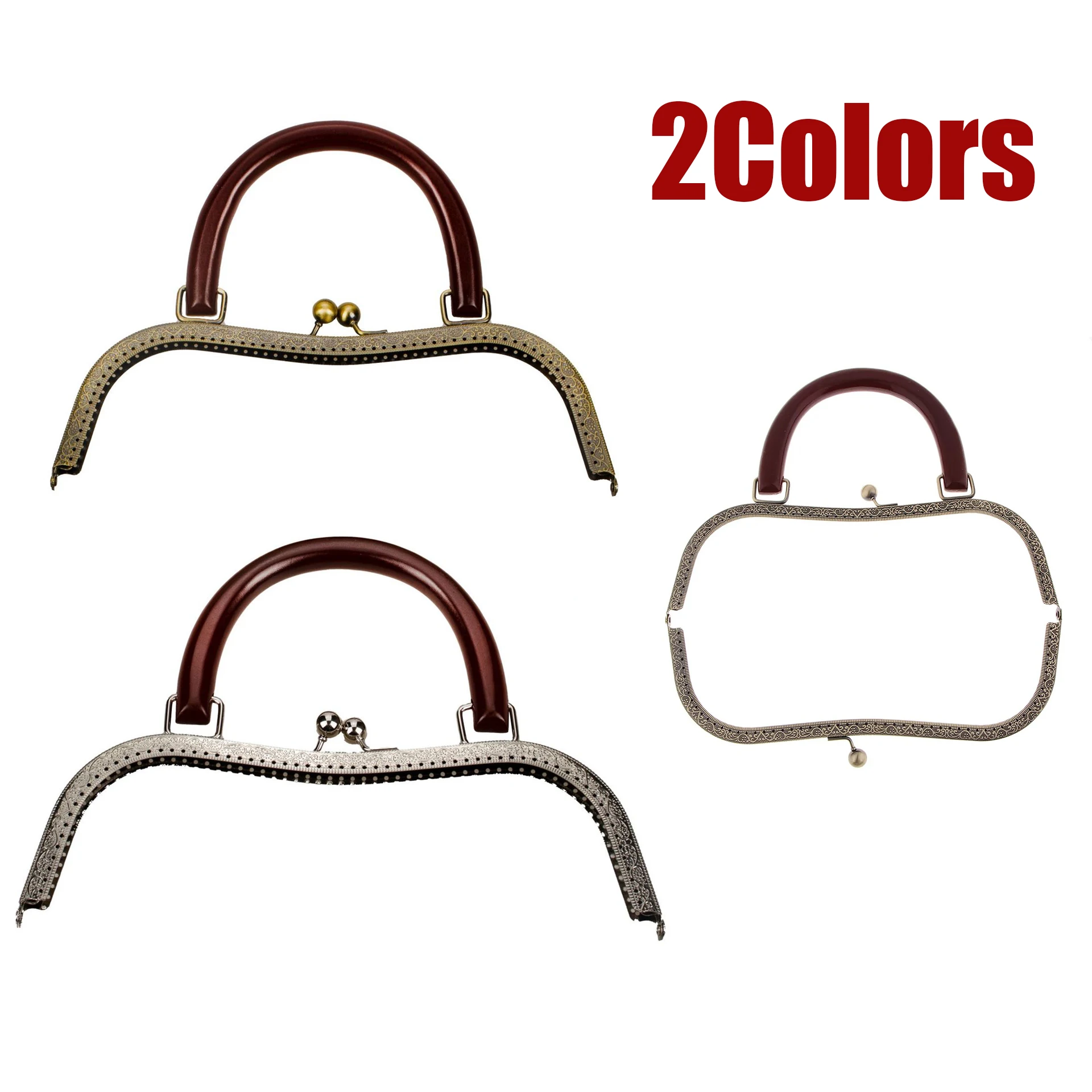 27cm Round Wood Metal Frame Kiss Clasp Handbag Handle  Embossed Clutch Frame DIY Bag Purse Accessories Wholesale