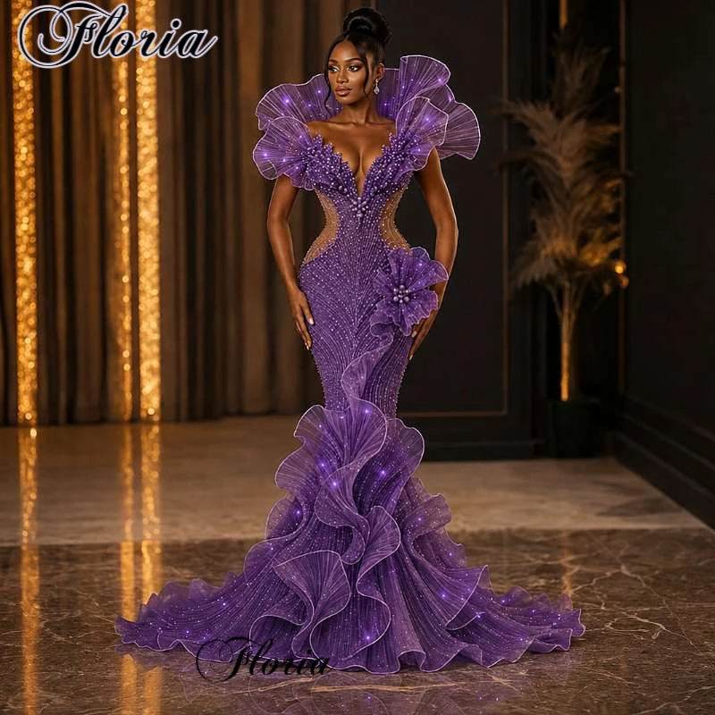 2026 Newest Purple Celebrity Dresses Mermaid Special Off Shoulder Red Carpet Runway Dresses Fashion Vestidos De Noche Customized