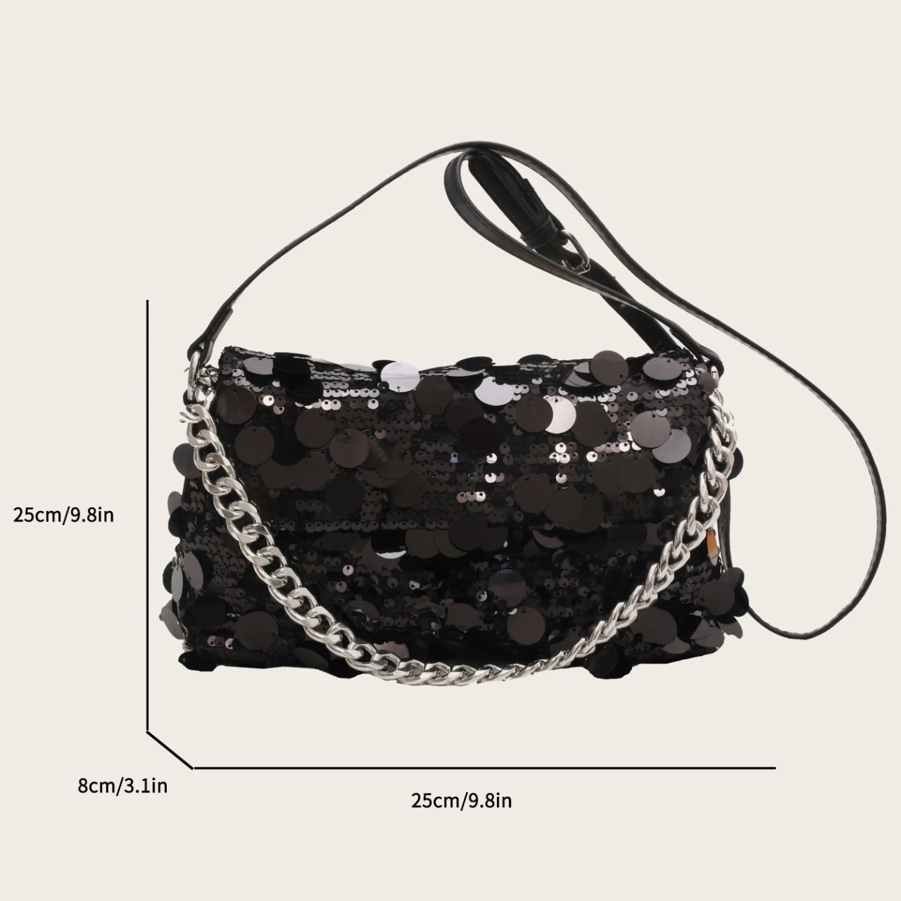 Trendy Chain Underarm Shoulder Bag For Women Luxury Shiny Sequined Handbag Ladies Evening Clutch Bag Designer Crossbody Bags