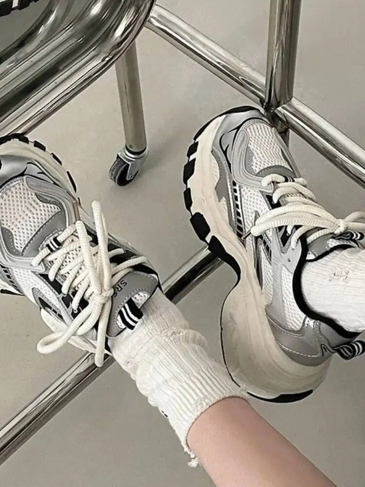 Women Sports Shoes 2025 New Summer Women's Casual Sneakers Thick Soled Slimming Lightweight Mesh Height Increasing Shoes