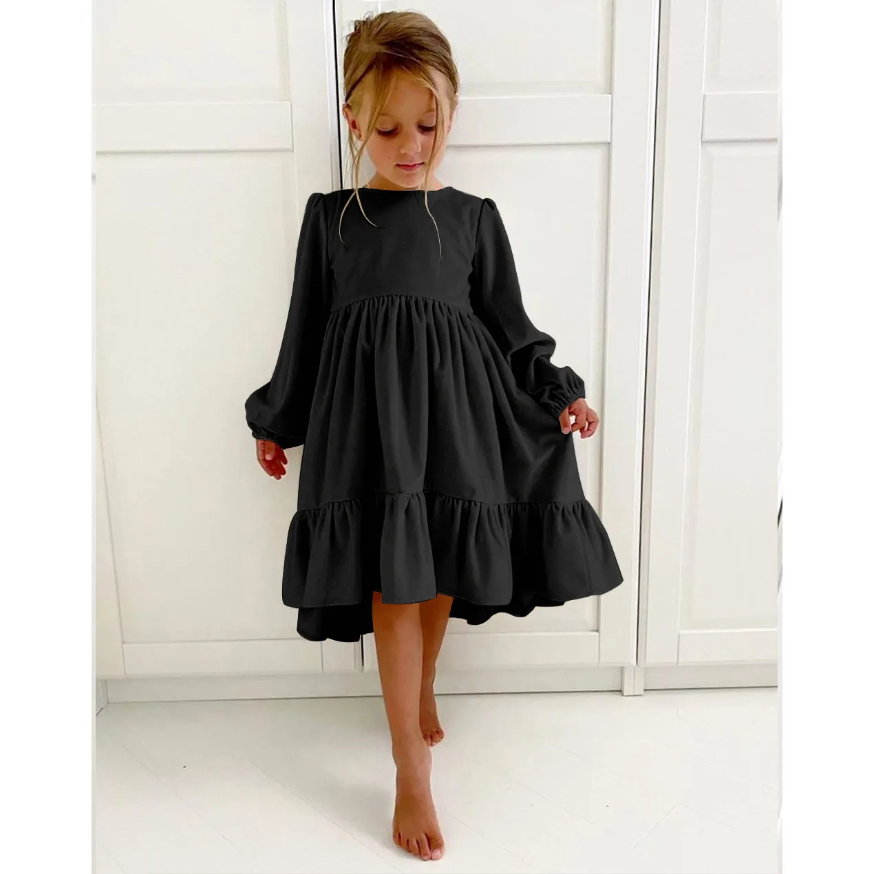 HXCMall Vestido informal de vacaciones para niñas, otoño/invierno, manga larga, Navidad, Año Nuevo