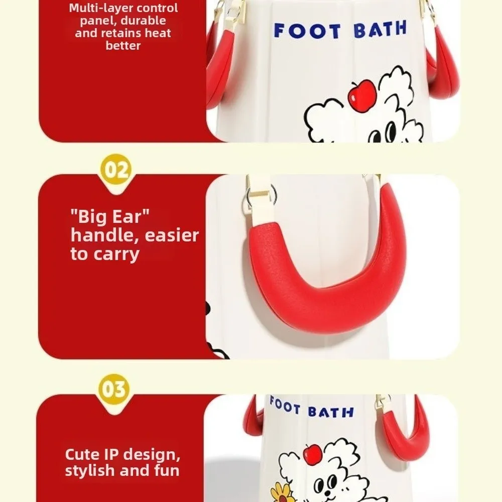 

Thickened Collapsible Foot Bath Heat Preservation Over Calf Foldable Tub with Handles Cartoon Foot Soaking Bucket Winter Season