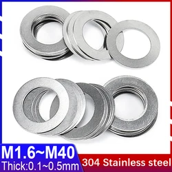 Thickness 0.1 0.2 0.3 0.5mm 304 Stainless Steel Ultra Thin Flat Washer High Precision Adjusting Gasket Din988 Customized M1.6~40