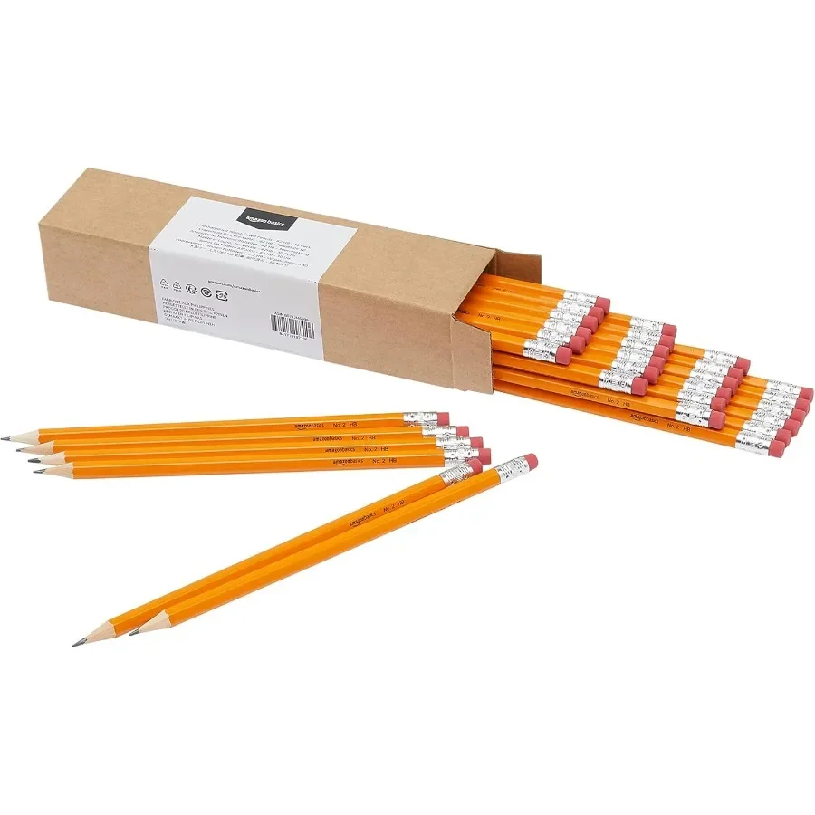 

2 Pencils with Erasers, Pre-sharpened, HB Lead, Value Pack of 30 count, Orange