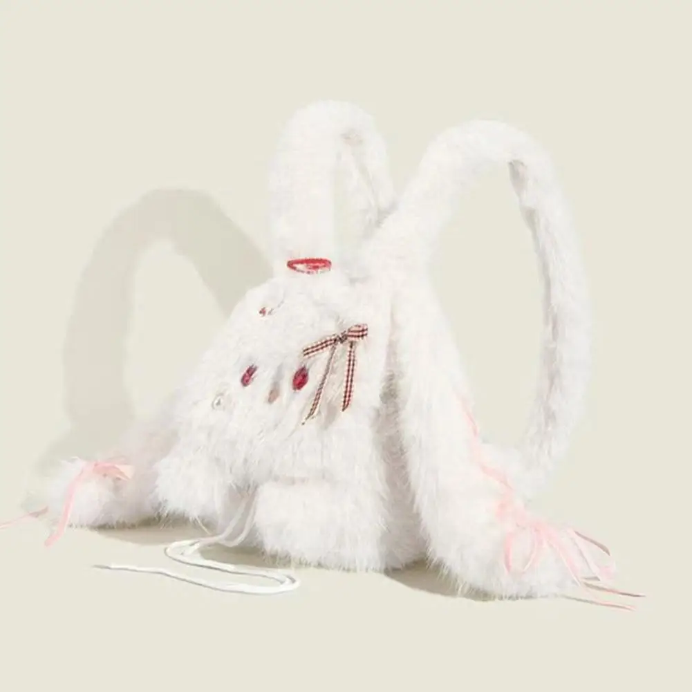 Sweet Cool Y2k Backpack Cute Anime Little Rabbit Plush Doll Backpack Student Matching Cartoon Bag Soft Material Single Strap Bag