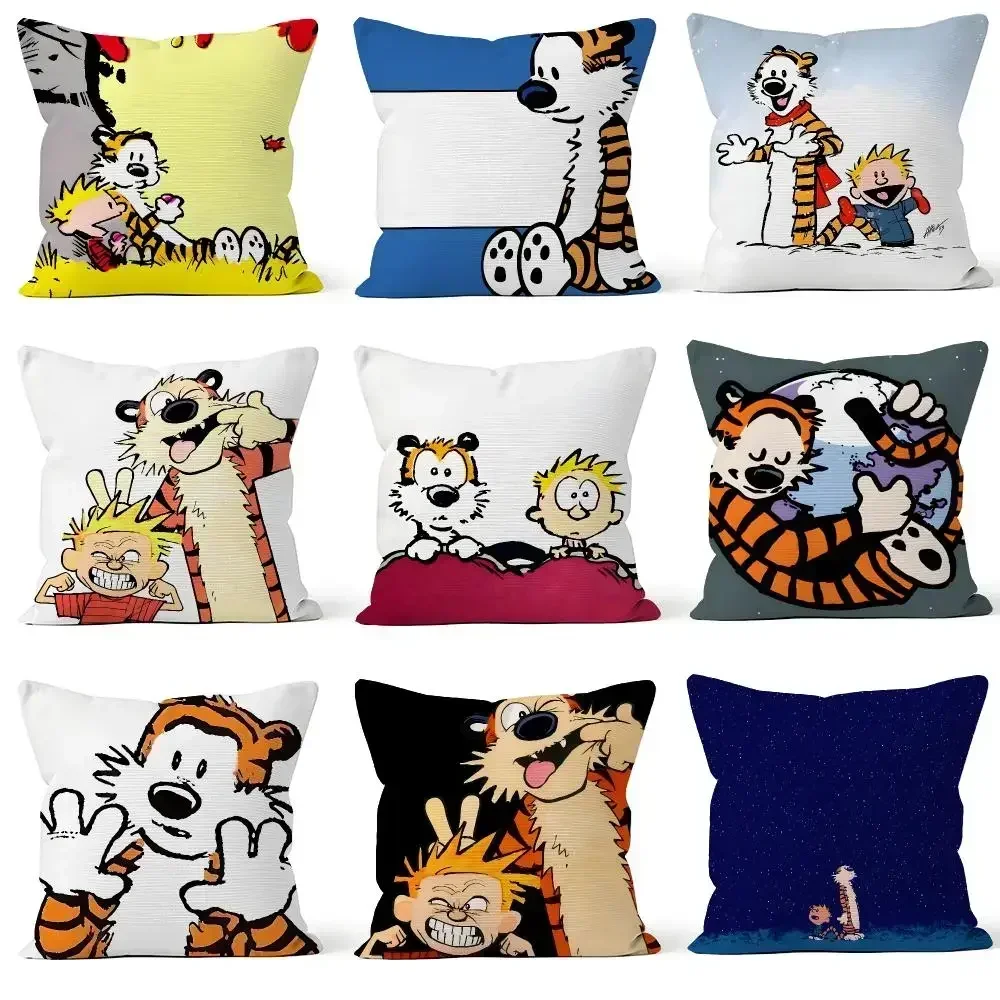 Comics Calvin and Hobbes Spaceman Spiff Cushion Cover Throw Pillow Soft Short Plush Cozy Colorfast For Sofa Bedroom Home Decor
