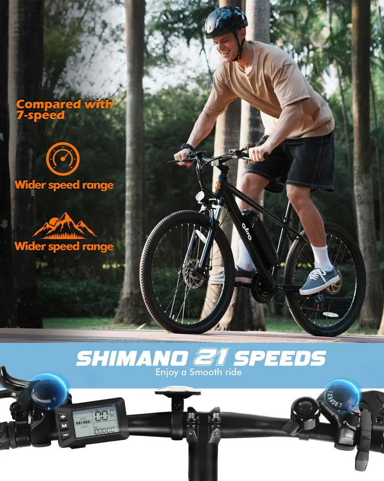 Qlife Racer Electric Bike for Adults, Peak 1200W 48V 10.4Ah,  27.5" Tire Electric Mountain Bike, 28MPH 55 Miles Off-road Electric Bicycle, 21-Speed image 7