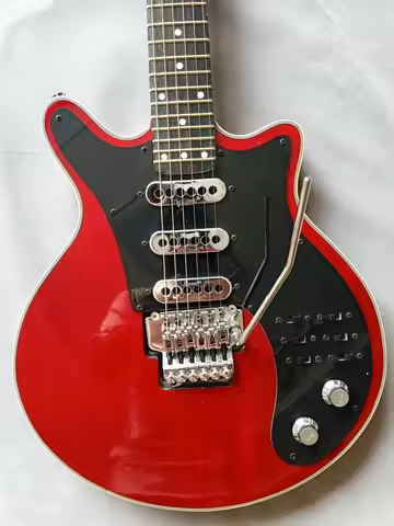 Signed by Brian May Cherry Red 6-String Electric Guitar, 24 Frets, 3 Burns Tri-Sonic Pickups, Double Locking Tremolo System