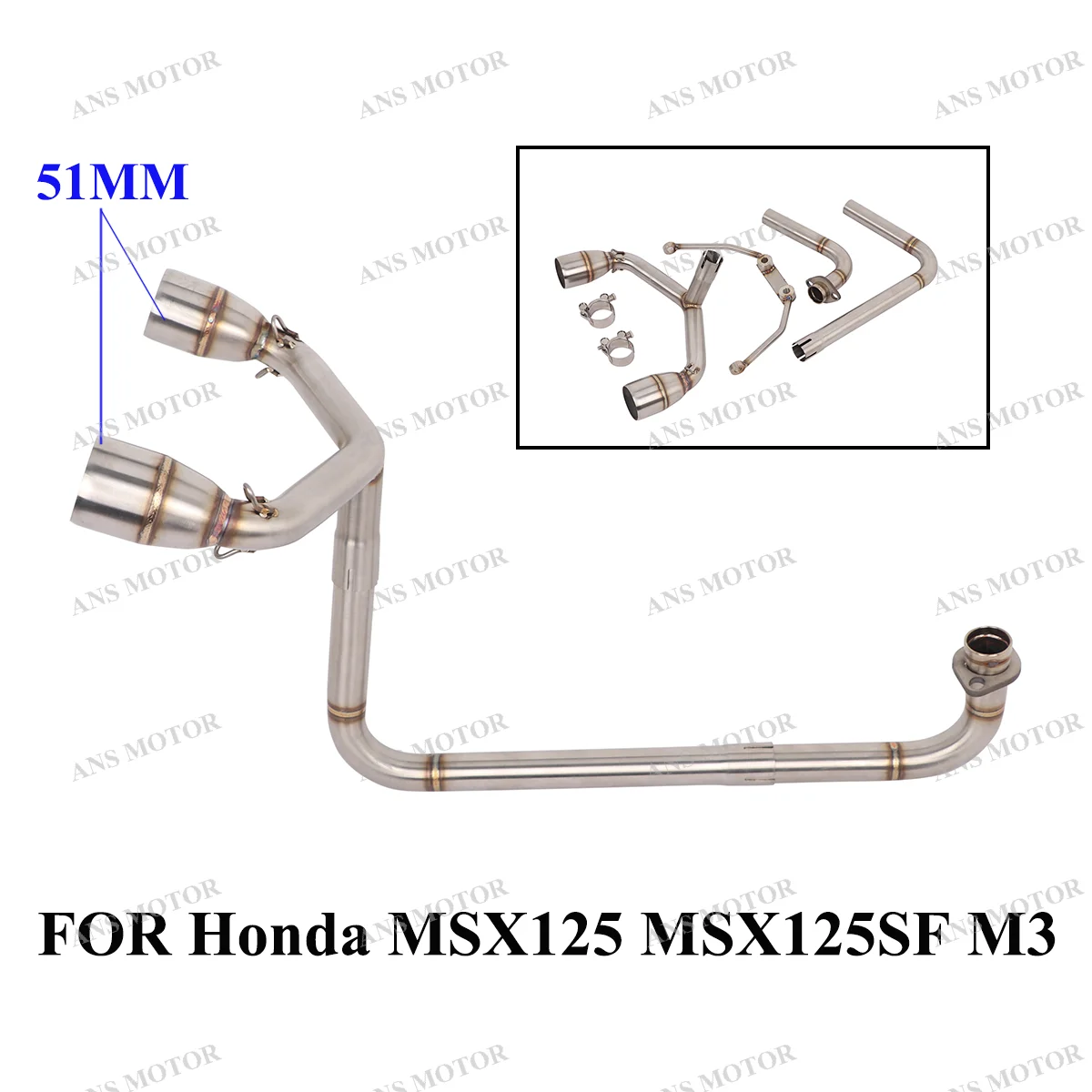 

For Honda Grom Msx125 MSX125SF M3 Motorcycle Exhaust Complete Exhaust System Slip On Double Hole 51MM Muffler