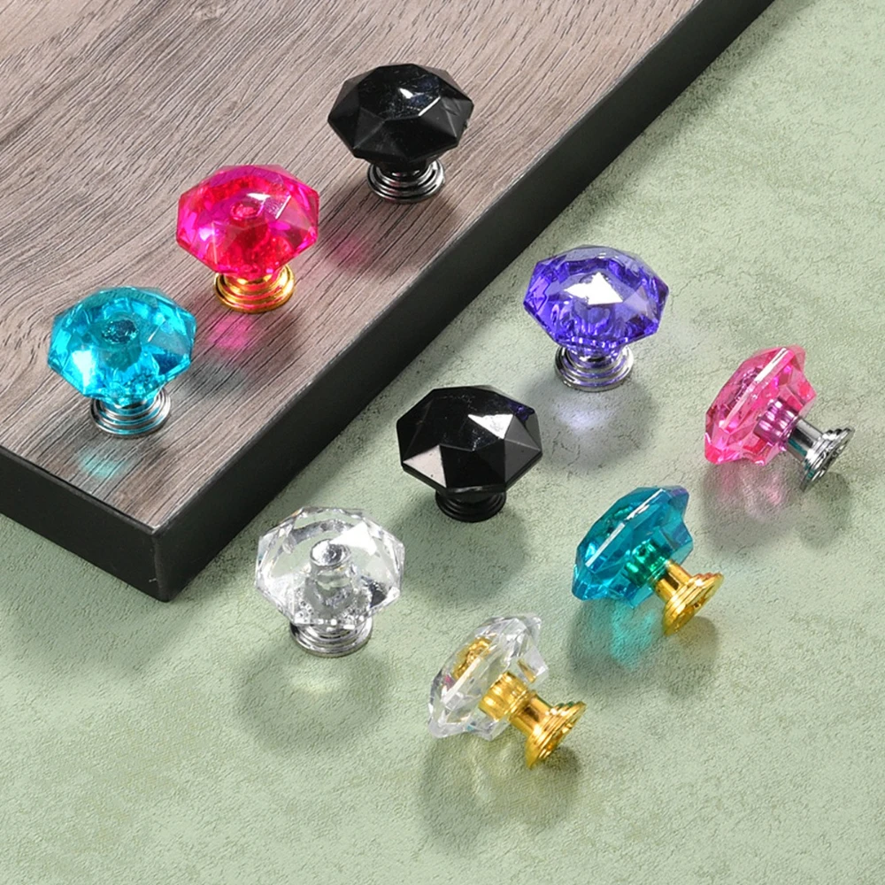 

Colorful Crystal Drawer Diamond Cabinet Pulls Transparent Handle Door Cabinet Drawer Cabinet Acrylic Plastic Furniture Handles