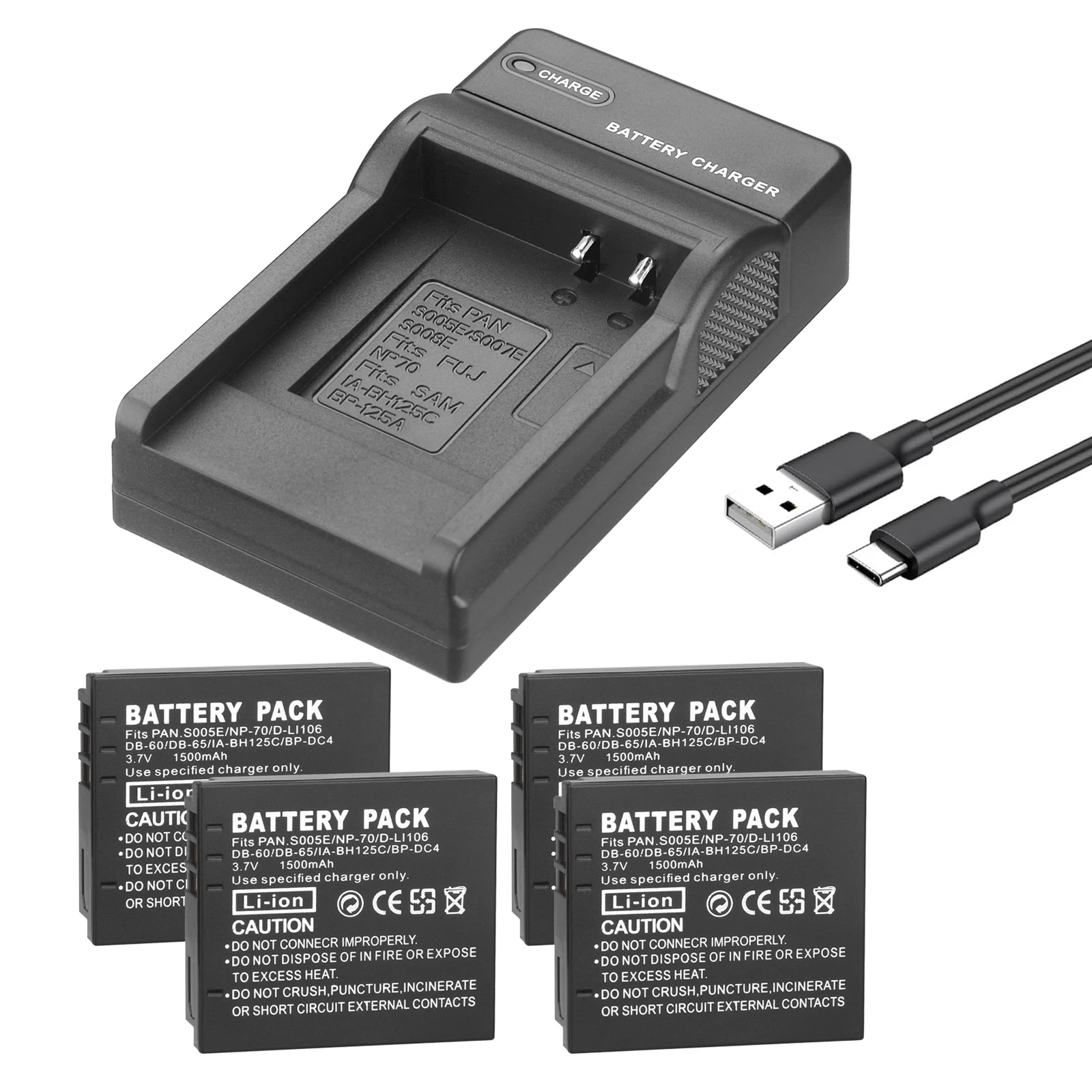 CGA-S005E NP-70 D-Li106 DB-60 DB-65 BP-DC4 BH125C Battery+Charger for Panasonic DMC LX1 LX2 LX3 FX3 FX8 FX9 FX10 FX12 FX50