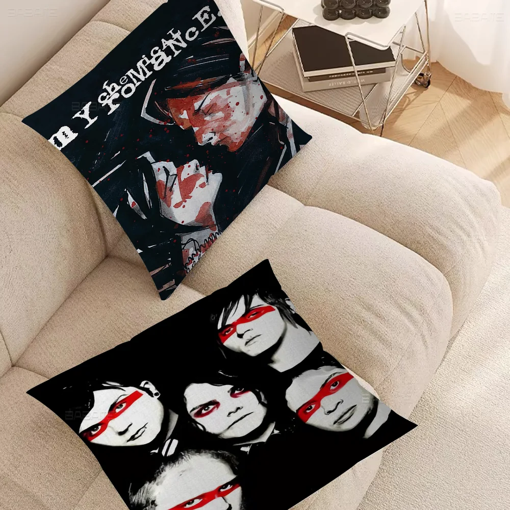 My Chemical Romance Band Pillow Covers Cartoon Sofa Decorative Home Double-sided Printing Short Plush Cute Cushion Cover