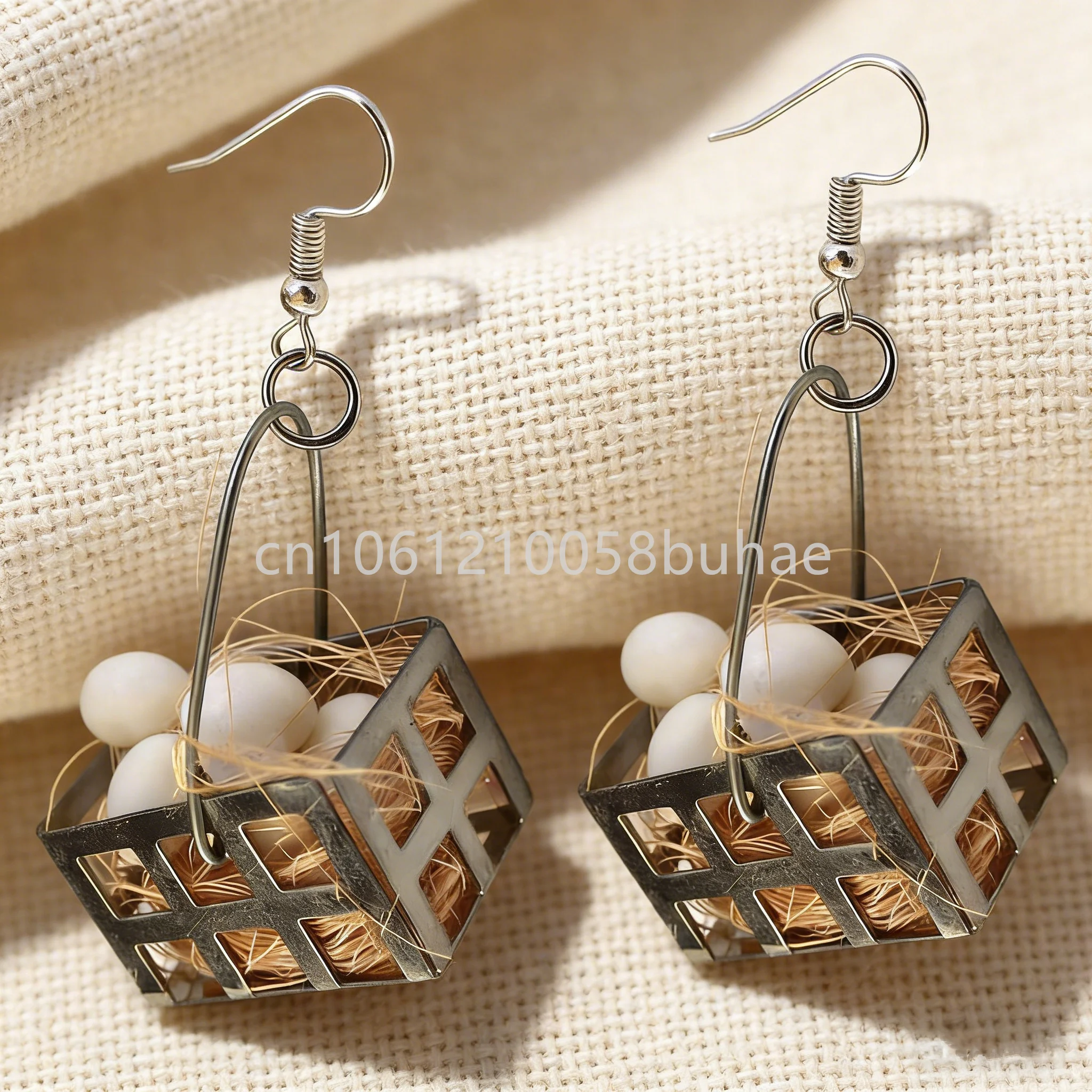 1PCS Creative Mini Egg Basket Earrings for Women Girl Handmade Party Accessories Novelty Hip Hop Earrings