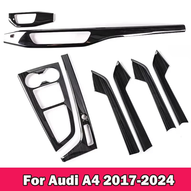 Per Audi A4L A5 2017-2024 Console centrale in acciaio inossidabile Pannello ingranaggi Cornice decorativa Kit completo Adesivo per rivestimento interno