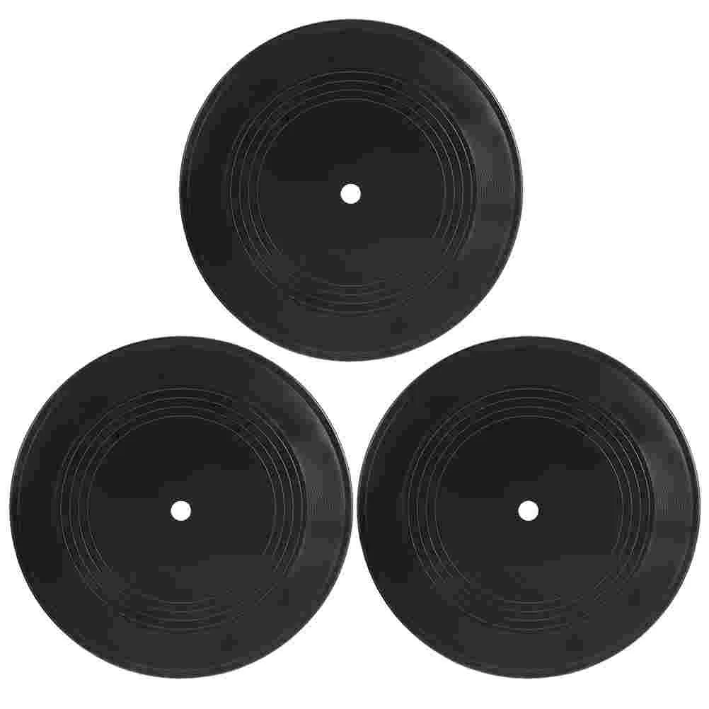 3 Pcs Vinyl Record Decoration Blank Records Interior Adornments Home Bar Supplies Vintage Aesthetic Wall Retro Fake Gift