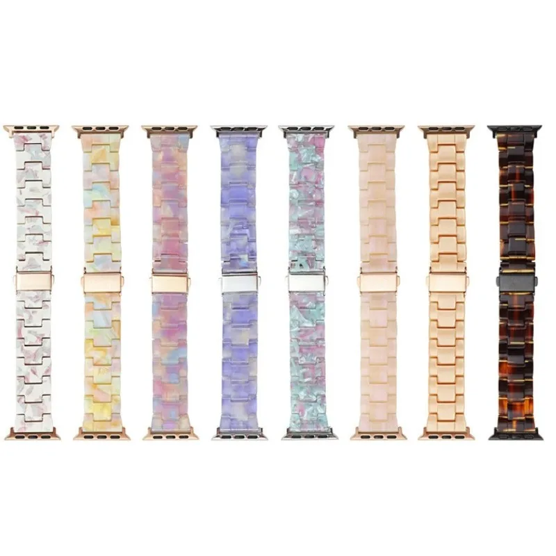 Resin Strap For Apple Watch Band 44mm 40mm 42mm 38mm correa Loop 41mm 45mm For iWatch Series 7 6 se 5 4 3 2 Bracelet