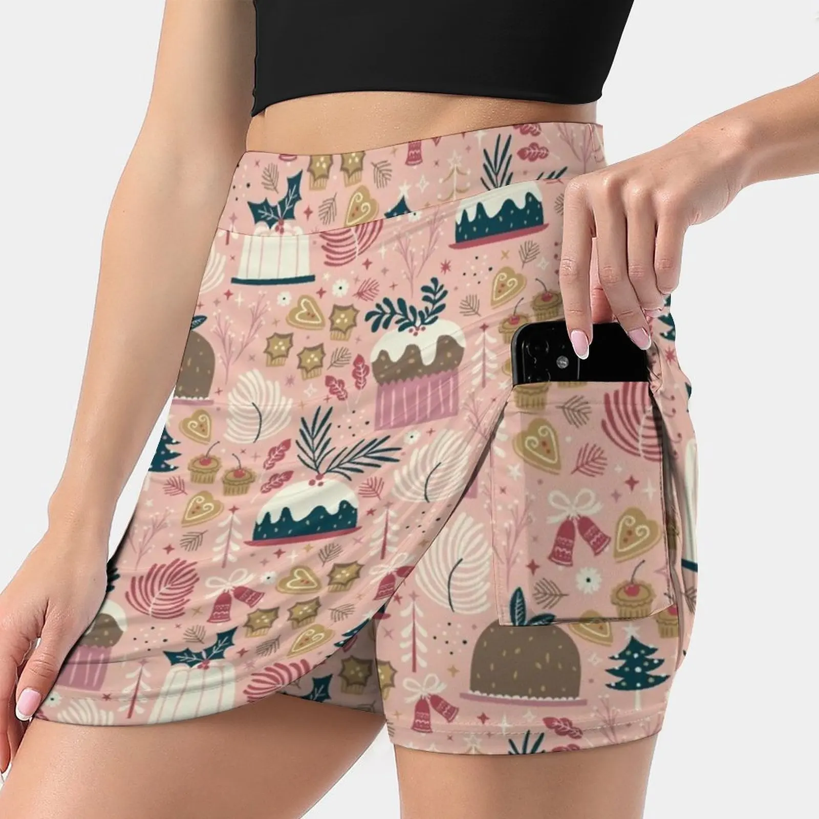 

Holiday Delights Women's skirt Sport Skort Skirt With Pocket Fashion Korean Style Skirt 4Xl Skirts Holidays Festive Treats