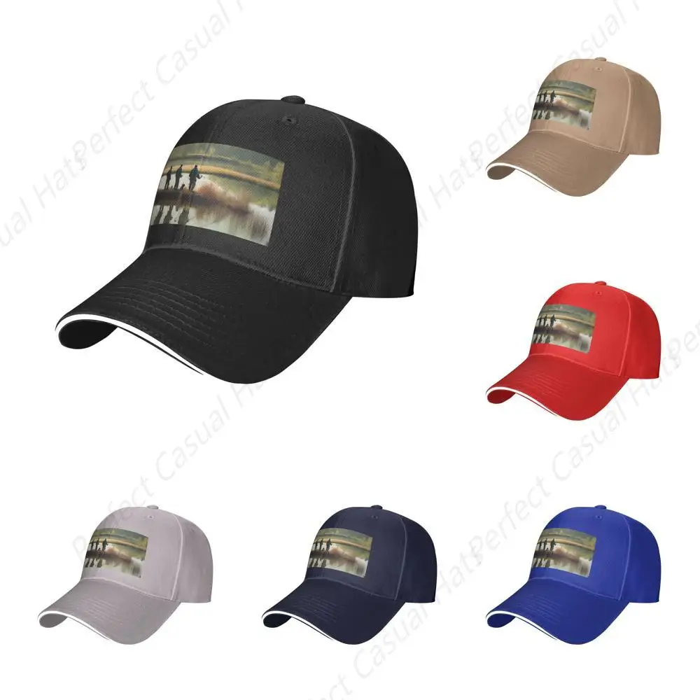 

High Quality Fishing Lake Vintage Print Fishermen Sandwich Caps Peaked Caps Trucker Hat Men Women Outdoor Sport Sun Visor