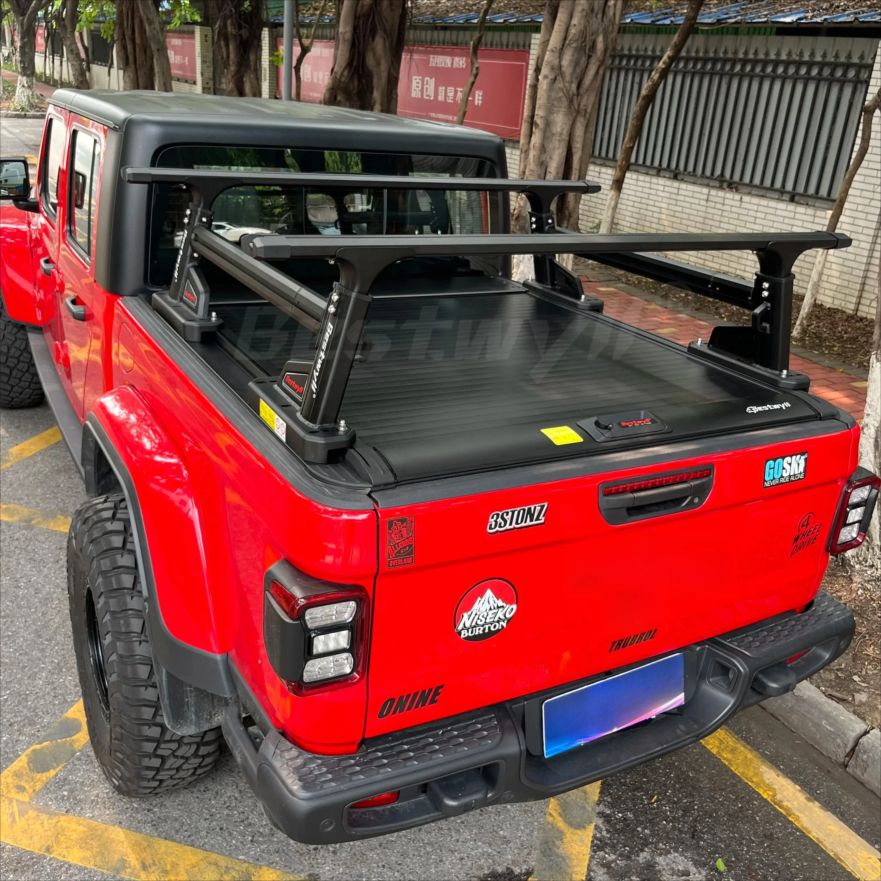 

BESTWYLL Para Pick Up Carrier для хранения, алюминиевая палатка, регулируемая высота, грузовая лестница для автомобиля, грузовик, стойка для кровати для гладиатора