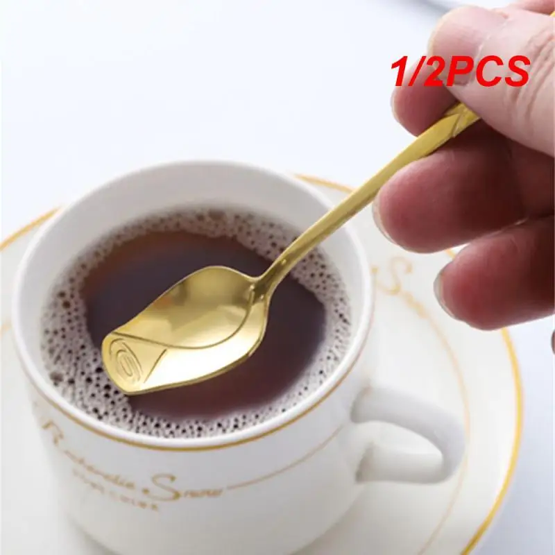 1/2PCS Rose Spoon Not Fade Creative Rose Modeling Coffee Stirring Spoons Kitchen Gadgets Long Handle Small Spoon