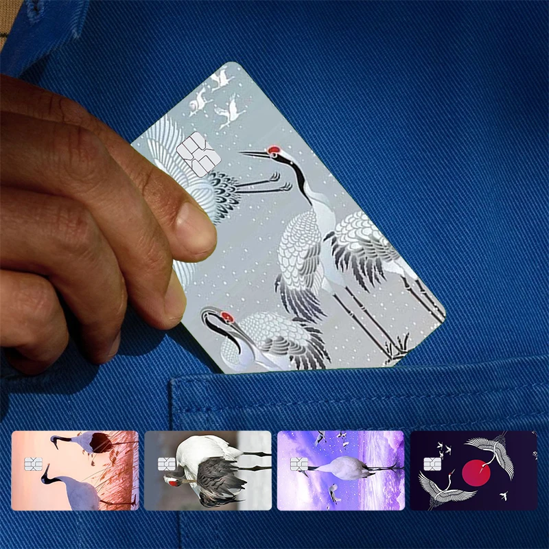 Red-crowned Crane Bird Cover Skin Sticker For Credit Card Bank Debit Bus Card Front Side