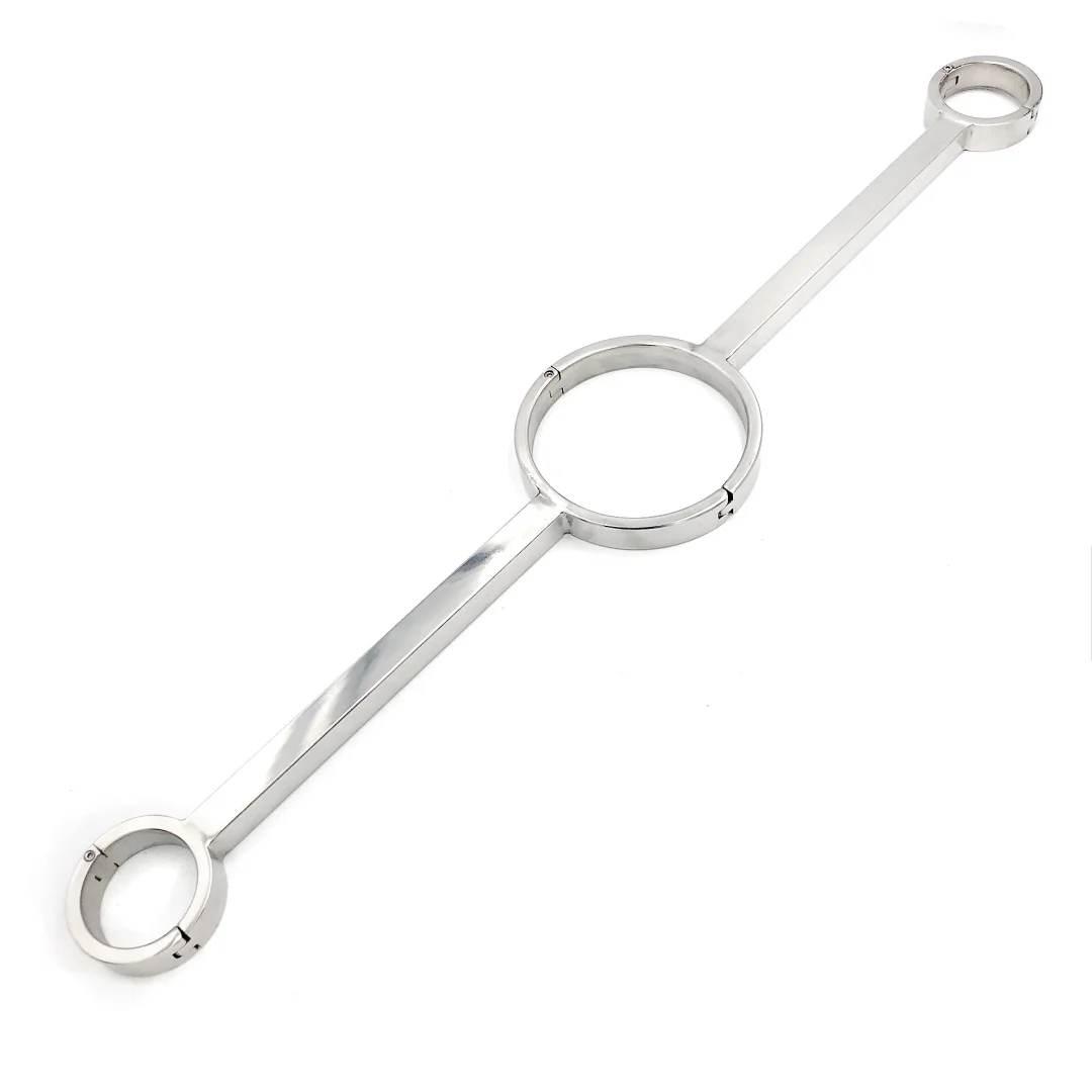 غرامة الفولاذ المقاوم للصدأ وسادة طوق حلقة عنق تكبيل المعصم ضبط النفس عبودية Cangue نير الكبار لعبة الجنس للذكور الإناث B9