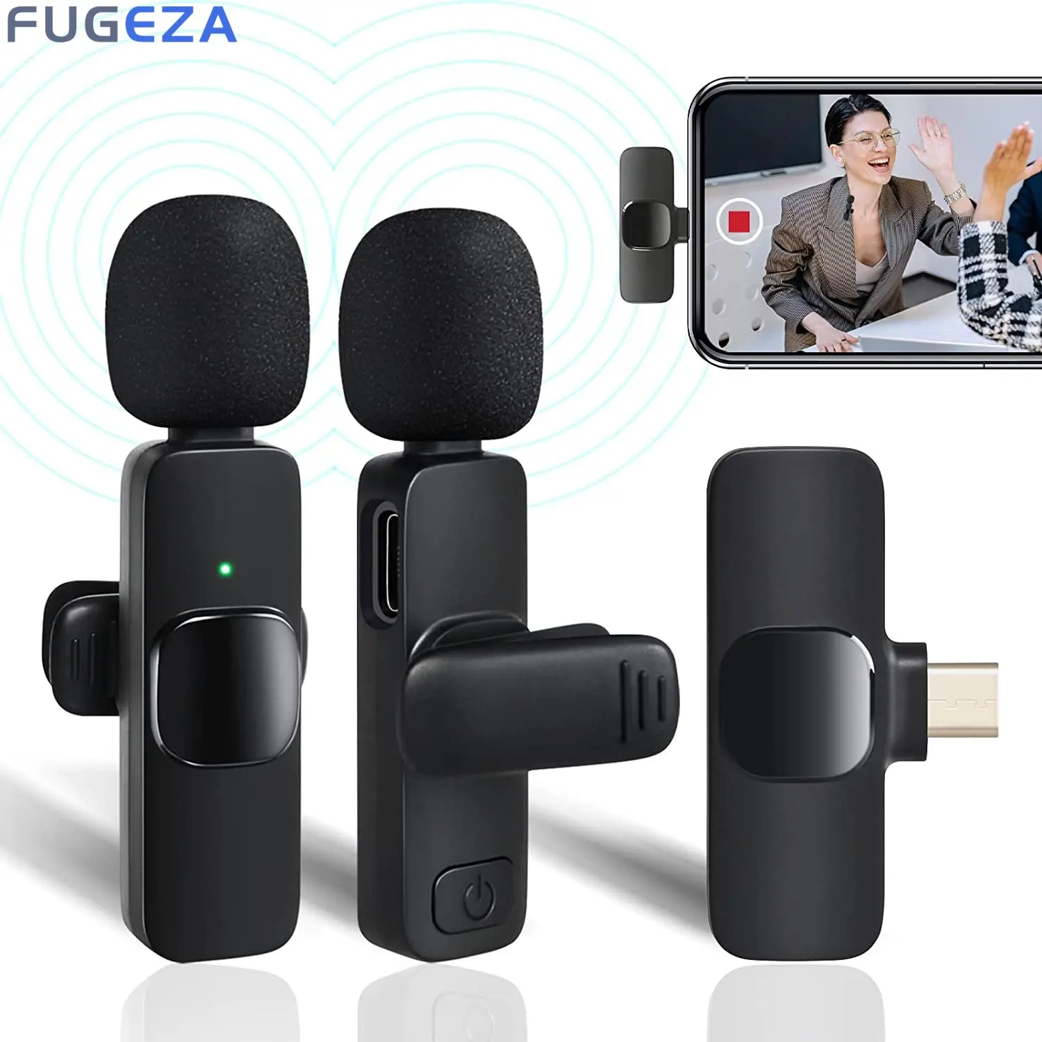 

Wireless Lavalier Microphone Wireless Mic for Vlogging Interview Lapel Clip Microphones for ipad iPhone Android Video Recording