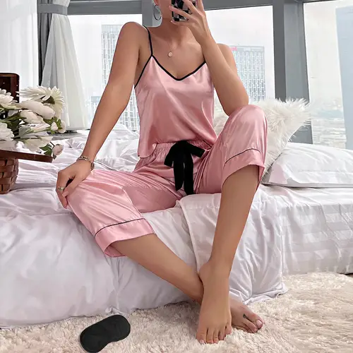 Women Sexy Satin Pijamas Set Lingerie Sleepwear Silk Saitn Nightwear Sleeveless Pajamas Set Home Wear Pyjama Femme Pyjamas - Image 5