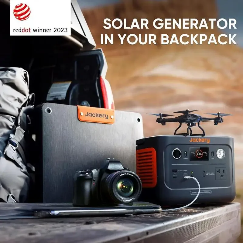 Jackery Solar Generator 300 Plus Portable Power Station with 40W Solar Panel, 288Wh Backup LiFePO4 Battery, 300W AC Outlet